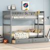 Etagenbett 90×200 cm mit Rausfallschutz, 2 Schubladen und Umbaufunktion zu 2 Einzelbetten, Grau, ohne Matratze Bild 3