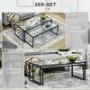 Couchtisch 2er-Set Beistelltisch Kaffeetisch Satztisch Glastisch Sofatisch Wohnzimmertisch schwarz aus Stahl für Wohnzimmer & Schlafzimmer Bild 4