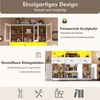 i@home Küchenbuffet Vitrinenschrank mit LED-Beleuchtung 140×40×175cm Weiß/Schwarz LED-Beleuchtung mit Farbwechsel, Kippsicherung, moderne Vitrinenoptik Bild 3