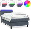 vidaXL Boxspringbett mit Matratze & LED Dunkelgrau 90x220 cm Samt 3316816 Bild 2