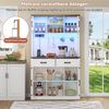 Barschrank mit LED-Beleuchtung und Steckdosen, großer Küchen-Buffetschrank mit 2 großen Schubladen, Scheunentor-Design, verstellbaren Einlegeböden, rustikaler Kaffeebar-Sideboard-Tisch, weiß Bild 3