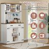Barschrank mit LED-Beleuchtung und Steckdosen, großer Küchen-Buffetschrank mit 2 großen Schubladen, Scheunentor-Design, verstellbaren Einlegeböden, rustikaler Kaffeebar-Sideboard-Tisch, weiß Bild 5