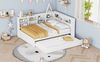 Ausziehbett 140×200 cm mit USB-Steckdose und Stauraum, Massivholz, Weiß, ohne Matratze Bild 2