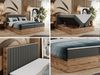 Boxspringbett mit dekorativem Kopfteil und zwei Bettkästen, Eiche Holzrahmen - ALBERO 4 - 160x200 cm - Grau Kunstleder - H3 Bild 2