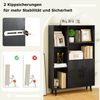 Bücherschrank mit Türen & Offenes Fächern Bücherregal Standregal Büroregal Sideboard Schwarz Bild 5