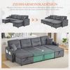 Moderner 4-Personen-Samtsofa mit beidseitigen Chaiselongues,integriertem Stauraum Getränkehaltern USB-Anschlüssen und ausziehbarer Schlaffunktion stilvoll für jedes Wohnzimmer,Samt,Kohleschwarz, Bild 4