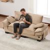2-Sitzer Sofa aus Corduroy mit USB-Anschluss & Seitentaschen, 190x73x84 cm, Khaki Bild 4