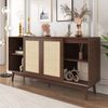 Sideboard mit 3 Schiebetüren aus echtem Rattan und 2 Schubladen, 155x38x80 cm, atmungsaktiv, stabil und vielseitig Bild 4