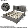 Merax Hydraulisches Polsterbett 140x190cm mit Becherhalter, Stauraumbett Doppelbett mit USB & Type C, Jugendbett mit Lattenrost, Leinen, Grau Bild 4