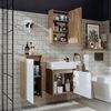 Roomart MINI-50 Badmöbel Set– 4-teiliges Badezimmermöbel Set - Waschbeckenunterschrank mit Keramikwaschbecken, Spiegelschrank & Hochschrank - H 45 x B 25 x T 49 cm • Weiß-Eiche Bild 2