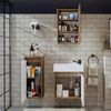 Roomart MINI-50 Badmöbel Set– 4-teiliges Badezimmermöbel Set - Waschbeckenunterschrank mit Keramikwaschbecken, Spiegelschrank & Hochschrank - H 45 x B 25 x T 49 cm • Weiß-Eiche Bild 4