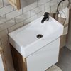 Roomart MINI-50 Badmöbel Set– 4-teiliges Badezimmermöbel Set - Waschbeckenunterschrank mit Keramikwaschbecken, Spiegelschrank & Hochschrank - H 45 x B 25 x T 49 cm • Weiß-Eiche Bild 5