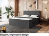 MEBLINI Boxspringbett ZLATAN 180x200 cm mit Bettkasten - H3/Dunkelgrau Webstoff Polsterbett - Doppelbett mit Topper & Taschenfederkern-Matratze Bild 3