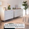 KHG Kommode 6 Schubladen Scandi, Sideboard aus Holzwerkstoff weiß foliert für Wohnzimmer und Esszimmer, 120 x 86 x 40 cm (B/H/T) Bild 2