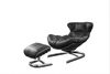 KAWOLA Relaxsessel LORNA Sessel Leder schwarz inklusive Hocker 80 x 110 x 87 cm Bild 3