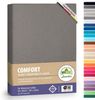 leevitex® Spannbettlaken, Premium 170g/m², Gummizug: rundum, schwer und dick, 100% Jersey-Baumwolle, Graphit / Grau, 90 x 200 - 100 x 220 cm Bild 4
