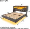 Polsterbett 140×190 cm mit LED, USB/Type-C und Stauraum-Kopfteil, Grau, ohne Matratze Bild 5