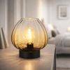 LED Tischleuchte, Schalter, schwarz, Glas amber, H 23,5 cm Bild 2