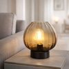 LED Tischleuchte, Schalter, schwarz, Glas amber, H 23,5 cm Bild 3
