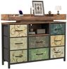 FUROKOY TV-Schrank Kommode mit 8 Schubladen aus Stoff (Fernsehschrank Sideboard Metallgestell, Industrie-Design) für Schlafzimmer Wohnzimmer Flur, 108 x 30 x 82cm Bild 2