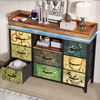 FUROKOY TV-Schrank Kommode mit 8 Schubladen aus Stoff (Fernsehschrank Sideboard Metallgestell, Industrie-Design) für Schlafzimmer Wohnzimmer Flur, 108 x 30 x 82cm Bild 4