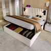 Polsterbett 180×200 cm aus Baumwollstoff mit Leselicht und USB-C-Anschluss, beige Bild 3
