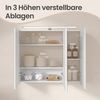 VASAGLE Spiegelschrank, Hängeschrank mit verstellbaren Ablagen, Beleuchtung, 3 Türen, modern, 15 x 70 x 60 cm, weiß Bild 4