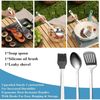 Camping Kochgeschirr Set 15-teilig Edelstahl Backpacking Grillen Wanderungen Bild 3