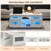 Couchtisch Sofatisch Wohnzimmertisch, Hochglanzoptik, LED-Beleuchtung per App steuerbar, Schrank mit Ladeanschluss und Steckdose, geeignet für Büro und Arbeitszimmer, Holz, weiß, 100 x 50 x 43 cm Bild 5