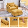 LVHOM Einzelsofa mit Ottomane, Chenille Chaiselongue Sessel mit Seitentasche, Relaxsessel Fernsehsessel Ohrensessel mit Hocker, Gelb Bild 3