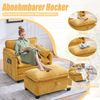 LVHOM Einzelsofa mit Ottomane, Chenille Chaiselongue Sessel mit Seitentasche, Relaxsessel Fernsehsessel Ohrensessel mit Hocker, Gelb Bild 4