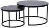 Home Collective Couchtisch 2er Set Beistelltisch Wohnzimmertisch modern rund und quadratisch (ideal als Büro Ablagetisch oder als Wohnzimmer Deko, Kleiner quadratischer Tisch Set 2 in 1), hochwertiges Design mit Metallgestell, stabile Tischplatte, schwarz Bild 3