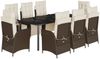 vidaXL 9-tlg. Garten-Essgruppe mit Kissen Braun Poly Rattan 3213419 Bild 2