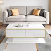 Couchtisch 100x50x40 cm, Hochglanz, mit 3 Schubladen, offenem Fach und LED-Lichtstreifen Bild 2