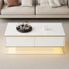 Couchtisch 100x50x40 cm, Hochglanz, mit 3 Schubladen, offenem Fach und LED-Lichtstreifen Bild 3