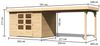 Gartenhaus Askola 4 - 302x217 cm mit Anbaudach 2,80m und Lamellenwänden, 19 mm naturbelassen, Karibu Bild 2