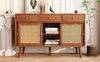 Sideboard mit Rattanfronten, 3 Schubladen & 3 Schiebetüren, 120 x 40 x 78 cm, Walnussfarben Bild 4