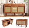 Sideboard mit Rattanfronten, 3 Schubladen & 3 Schiebetüren, 120 x 40 x 78 cm, Walnussfarben Bild 5