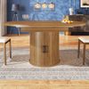 Esstisch ausziehbar, Esszimmertisch, Küchentisch, balkontisch, ausziehbare Tischplatte Runder Esstisch, ausziehbar zu oval, Platz für bis zu 6 Personen, Walnut/Schwarz, 118-158 cm Bild 4