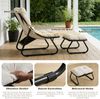 LVHOM Sessel mit Hocker, Gepolsterter Loungesessel aus Cord mit Metallgestell, ergonomischer Relaxsessel für Wohnzimmer und Schlafzimmer, Weiß Bild 3