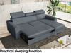 Meblini 'Voss' Schlafcouch mit Bettkasten, Samtstoff, 242 x 168 x 79 cm, Grau, Rechts Bild 5