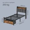 VASAGLE Bettgestell 90 x 200 cm, mit Schublade, LED-Beleuchtung, Schlafzimmer, Kopfteil, schwarz-braun Bild 5