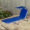 Gartenliege, Sonnenblende, verstellbar, blau, L 188 cm, KISO Bild 3