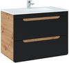 Badmöbel Komplettset in seidenmatt anthrazit mit Wotan Eiche Nb. NEW-LUTON mit 81 cm Keramik-Waschtisch & LED-Spiegelschrank, B/H/T ca. 180/200/46 cm Bild 5