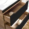 Badmöbel Komplettset in seidenmatt anthrazit mit Wotan Eiche Nb. NEW-LUTON mit 81 cm Keramik-Waschtisch & LED-Spiegelschrank, B/H/T ca. 180/200/46 cm Bild 4