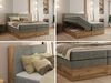 Boxspringbett, Set mit zwei Multipocket-Matratze und Topper, hohe Kopfteil, Eiche Wotan Holzrahmen - WOOD CLASSIC KING - 200 x 200 cm - Grau Struktur - H4 Bild 2