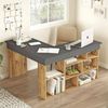 Dmora Schreibtisch Altin, Mehrzweckschreibtisch, Bürotisch für PC, Eckschreibtisch, 129x120h72 cm, Eiche und Schwarz Bild 2
