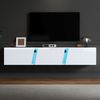 TV-Schrank 180×35×30 cm, Weiß Hochglanz mit blauen Acryllinien, 3 gedämpfte Türen Bild 2