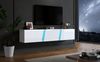 TV-Schrank 180×35×30 cm, Weiß Hochglanz mit blauen Acryllinien, 3 gedämpfte Türen Bild 4