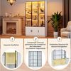 REDOM Vitrine Aufbewahrungsschrank 120x200x32 cm mit 6 Türen, Glasfront, LED, Weiß (Packung, 1-St, Stauraum mit integrierter Kippsicherung) Schlanke 200cm Vitrine, Elegante Präsentation für Sammlerstücke Bild 3